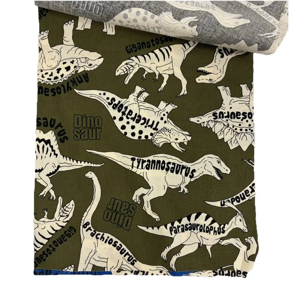 Kokka Japan Cotton Sheeting Fabric 4 Sample Set Dinosaurs 10.5” x 16”